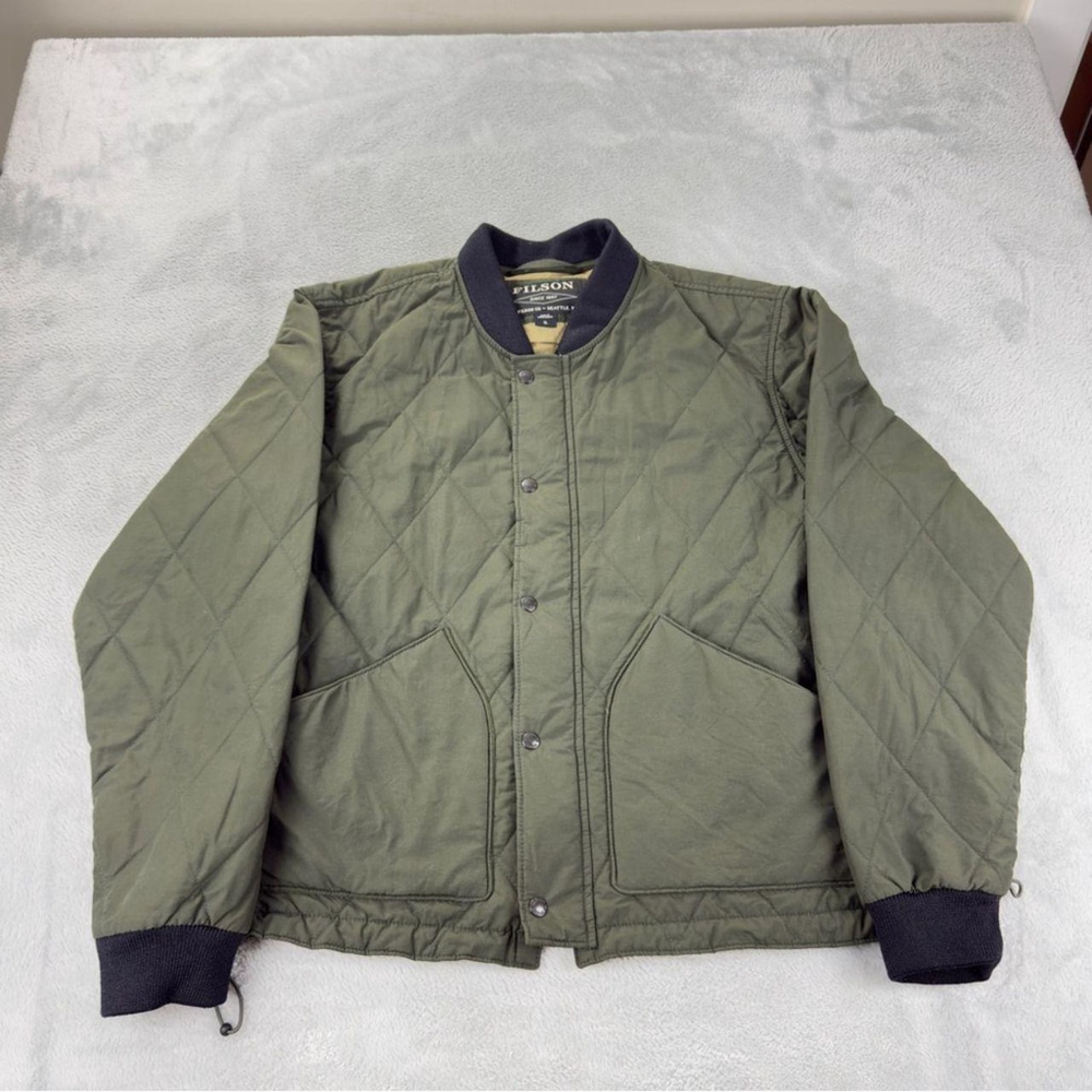 CC Filson Co Men's Size XL Quilted Primalot Pack Jacket in Dark Otter Green